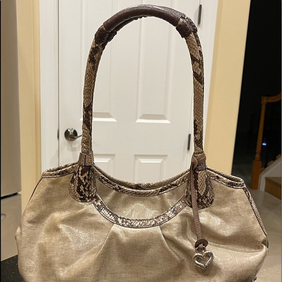 BRIGHTON Tan Faux Snakeskin Lthr Shoulder Bag Set - Picture 10 of 11